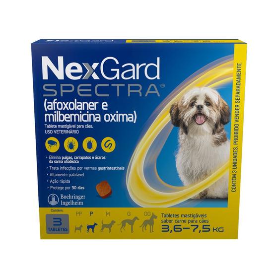 Imagem de NexGard Spectra Antipulgas e Carrapatos para Cães de 3,6 a 7,5kg 3 Tabletes