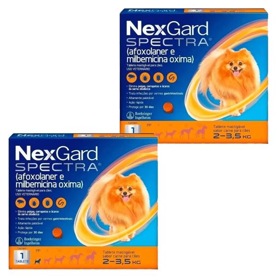 Imagem de NexGard Spectra Antipulgas e Vermífugo Cães 2 Unidades de 1 Tablete 2 - 3,5KG (PP)