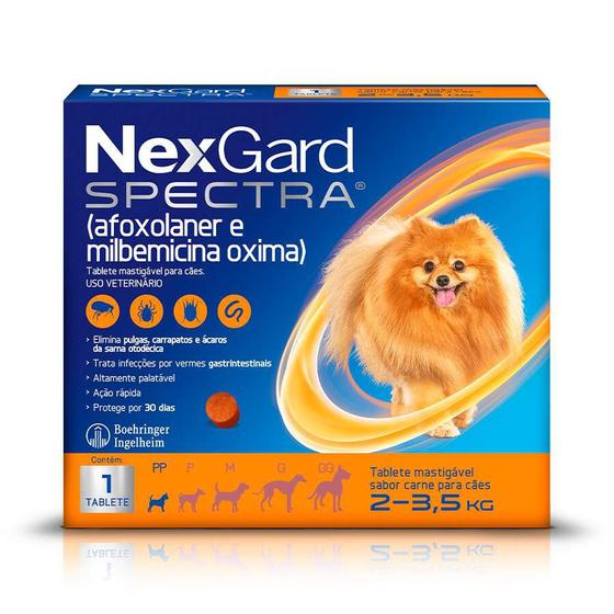 Imagem de Nexgard Spectra Antipulgas e Vermífugo para Cães de 2 a 3,5kg - 1 Comprimido