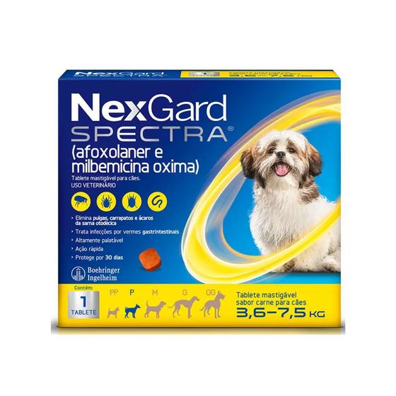 Imagem de Nexgard Spectra Cães 3,6 a 7,5kg 1 Comprimido Antipulgas Carrapato e Vermifugo