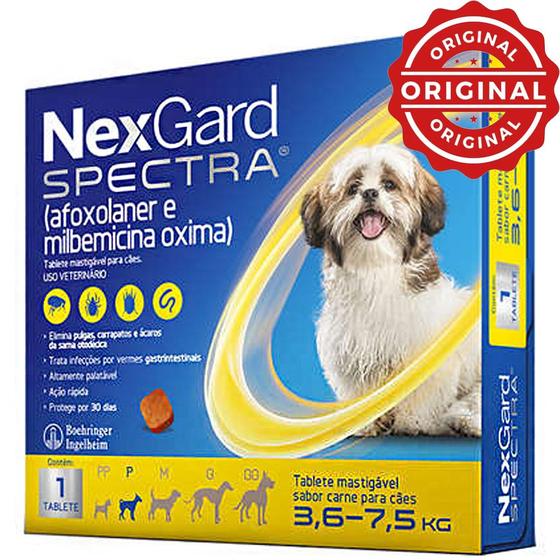 Imagem de Nexgard Spectra P 3,6 a 7,5kg Antipulgas e Carrapatos Original - Boehringer Ingelheim