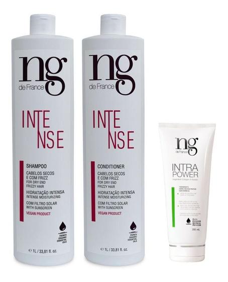 Imagem de Ng De France Kit Shampoo Hidratante Intense 1L+ Condicionador Intense Hidratação Intensa 1L + Leave-in Intra Power Tratamento Queratina Vegetal 200ml