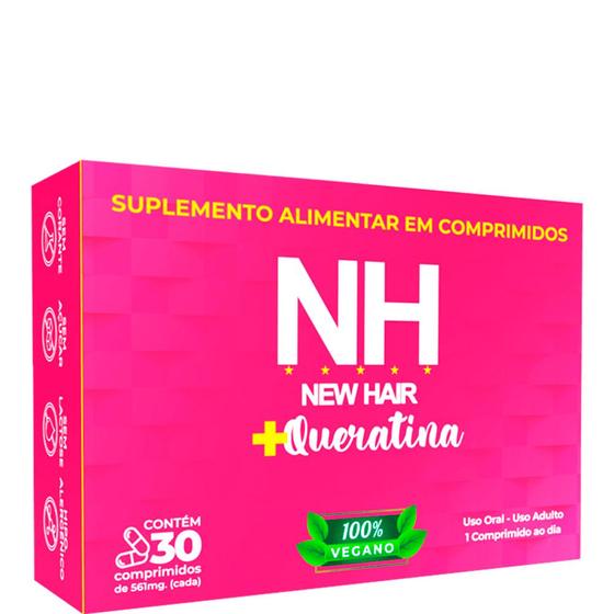 Imagem de NH New Hair + Queratina - 30 caps: O segredo para cabelos fortes, sedosos e brilhantes!