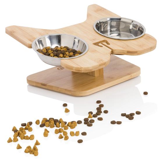 Imagem de NibbleyPets Elevado Dog Bowl Stand com Aço Inoxidável Alimentos e Tigelas de Água (3 Pc. Set)  Stand-Up Comer e Beber  Design ergonômico para animais de estimação  Perfeito para buldogues franceses, Pugs