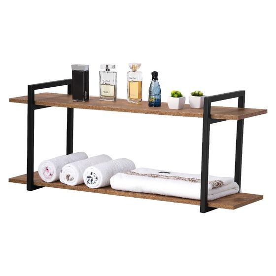 Nicho Banheiro Preto Com Prateleiras Amadeirado 60cm Menor preço em Nicho Banheiro Preto Com Prateleiras Amadeirado 60cm