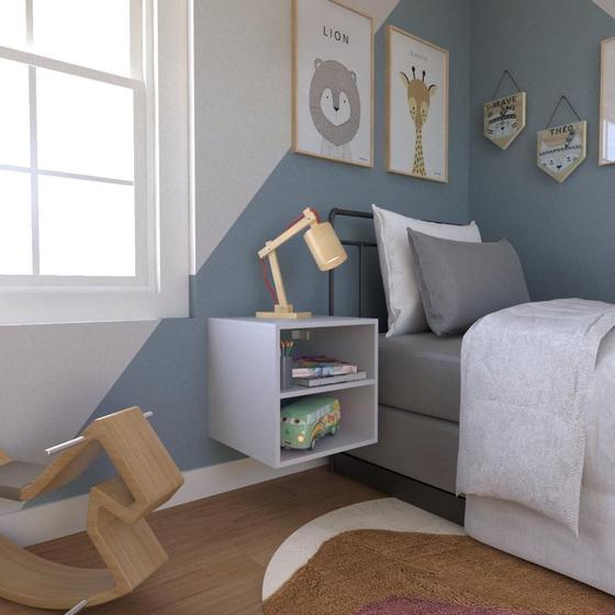 Imagem de Nicho com Prateleira para Quarto Infantil Bramov Móveis Cinza Cristal