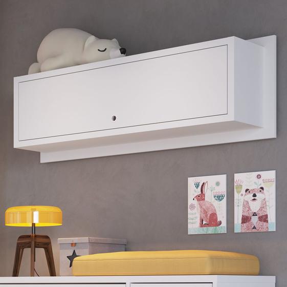 Nicho Cubo de Parede Retangular 110cm com Porta Branco Lilies Móveis Menor preço em Nicho Cubo de Parede Retangular 110cm com Porta Branco Lilies Móveis