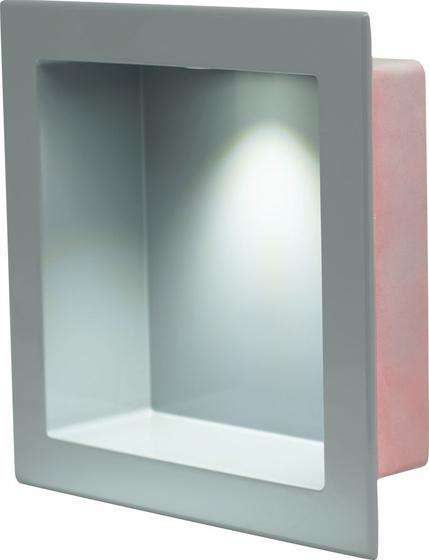 Imagem de Nicho de Embutir de Mármore Sintético 30x30cm Cinza com LED