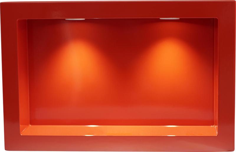 Imagem de Nicho De Embutir de Mármore Sintético 30x50cm Vermelho Com LED.