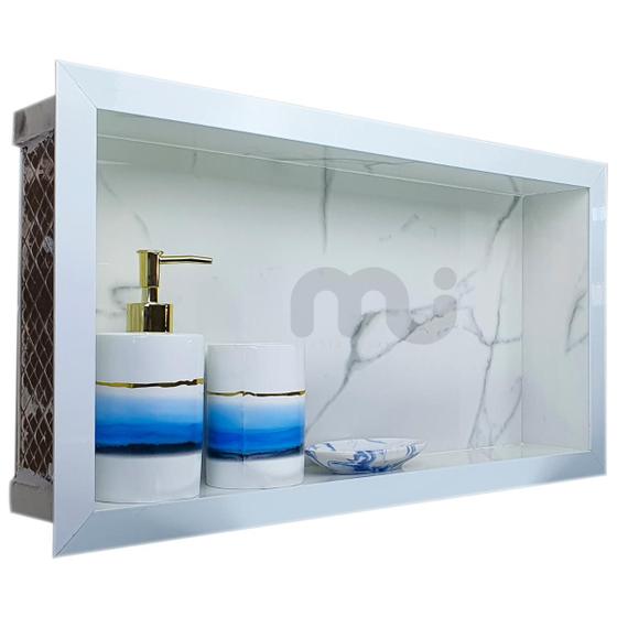 Imagem de Nicho De Porcelanato Banheiro Calacata Porta Shampoo Único que Não Empoça Água