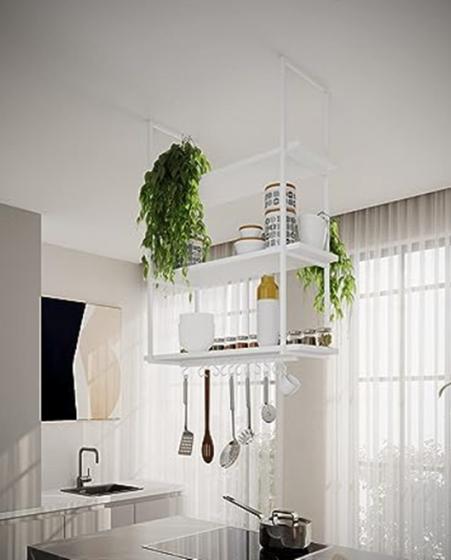 Imagem de Nicho de teto para cozinha 95cm branco com prateleira branca