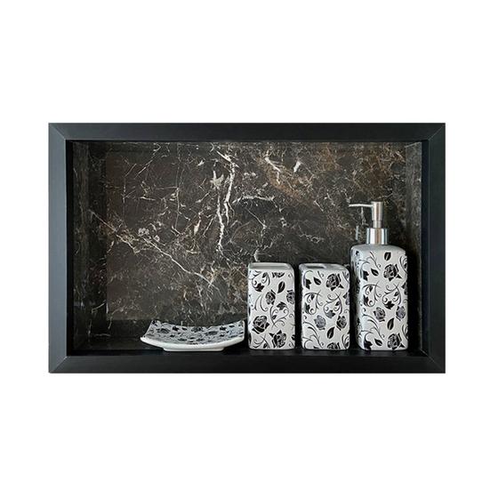 Nicho em porcelanato preto para banheiro porta shampoo 50x30x10cm Menor preço em Nicho em porcelanato preto para banheiro porta shampoo 50x30x10cm