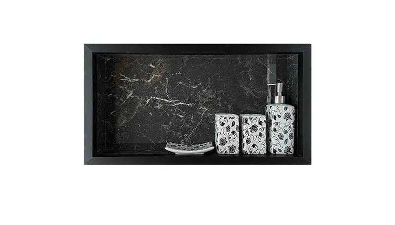 Nicho em porcelanato preto para banheiro porta shampoo 60x30x10cm é boa?