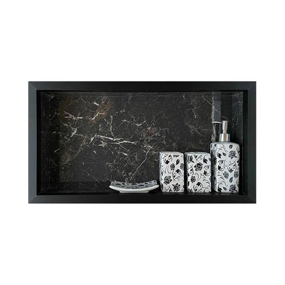 Nicho em porcelanato preto para banheiro porta shampoo 60x30x10cm Menor preço em Nicho em porcelanato preto para banheiro porta shampoo 60x30x10cm