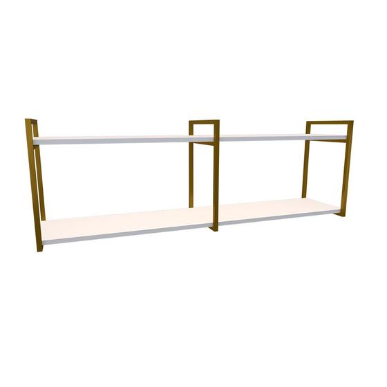 Imagem de Nicho Industrial 2 Prateleiras Grécia Ferro Dourado Tampo Branco 100cm 