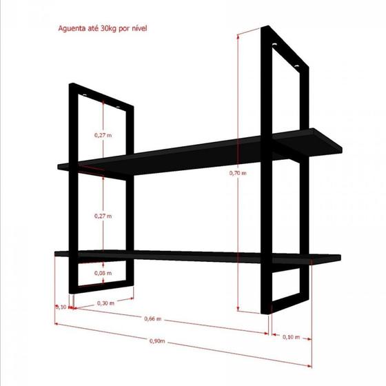 Imagem de Nicho Industrial Suspenso Cozinha Prateleira Suspensa Nichos Suporte MDF