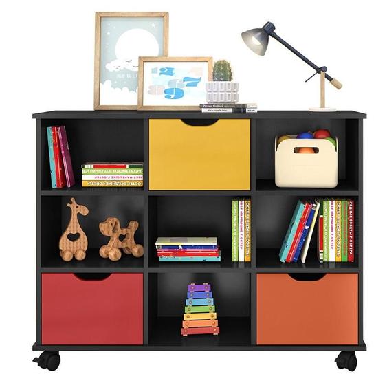 Imagem de Nicho Organizador 3 Gavetas Preto Colors - Qmovi