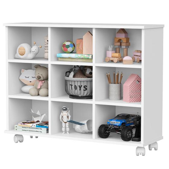 Imagem de Nicho Organizador Criança Bela Branco Prateleira Estante Brinquedo fácil 9 nichos Versátil Lojas Quarto Sapateira Organização Roupa Calçado
