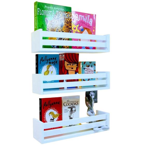 Imagem de Nicho Organizador De Livros e Brinquedos Prateleira Revisteiro Para Quarto De bebê Mdf  3un 55 cm