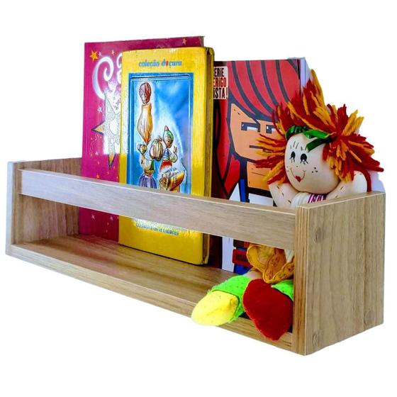 Imagem de Nicho Organizador Livros Brinquedos Quarto Infantil MDF 55cm Marrom