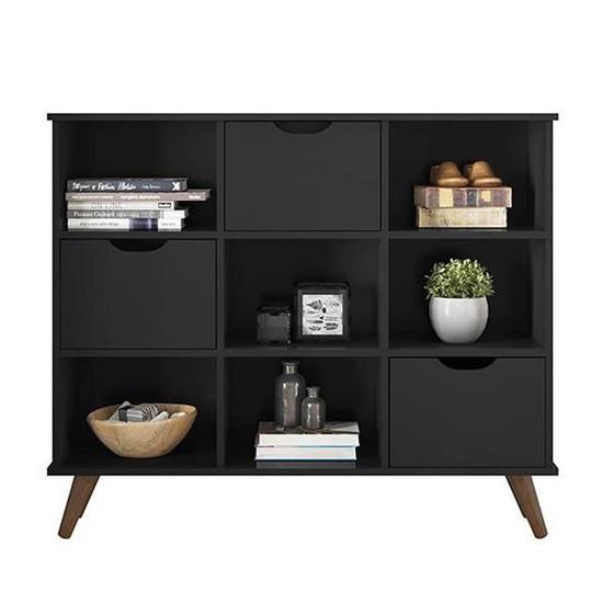 Imagem de Nicho Organizador Retro Preto com 3 Gavetas Pretas 108 x 92,5cm - FdECOR