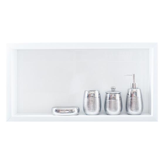 Nicho Para Banheiro Em Porcelanato Polido Porta Shampoo Sabonete Organizador (Branco 60) Menor preço em Nicho Para Banheiro Em Porcelanato Polido Porta Shampoo Sabonete Organizador (Branco 60)