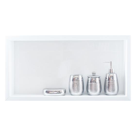 Nicho Para Banheiro Em Porcelanato Polido Porta Shampoo Sabonete Organizador (Branco 60) é boa?