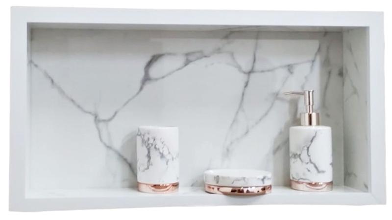 Imagem de Nicho Para Banheiro - Porcelanato Branco Polido 60x30x10 Cm