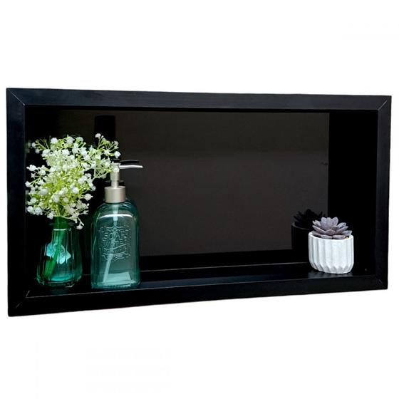 Imagem de Nicho Porcelanato Banheiro Prateleira Box Preto 9x30x60cm