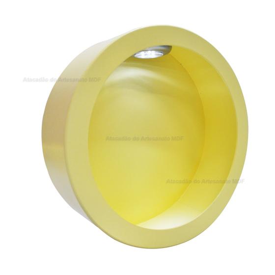 Imagem de Nicho Redondo Simples Amarelo Bebê Com Led 30x10 Mdf Madeira