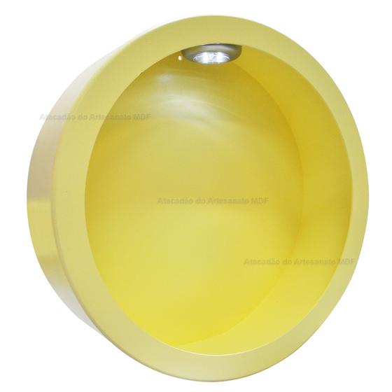 Imagem de Nicho Redondo Simples Amarelo Bebê Com Led 37x37x12 Mdf Madeira