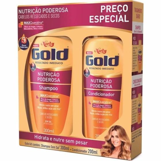 Imagem de Niely gold nutrição poderosa kit shampoo 300ml + condicionador com 200ml