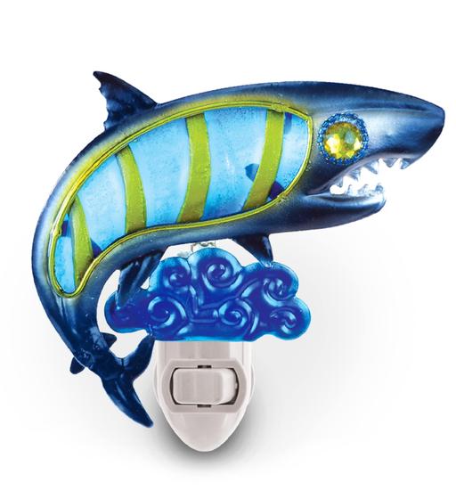 Imagem de Night Light Puzzled Glass Art Shark Plug in para decoração de casa