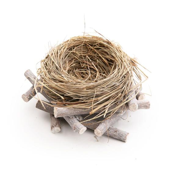 Imagem de Ninho Decorativo com Base de Madeira Bege 7x19x19cm 1013451