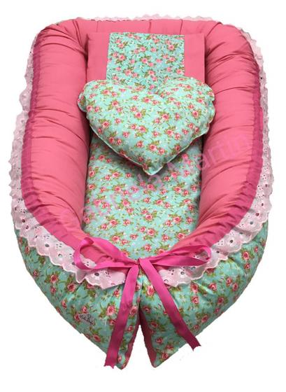 Imagem de Ninho Para Bebê Floral Turquesa E Pink - Lika Baby