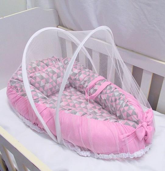 Imagem de Ninho Redutor de Berço para Bebê com Mosquiteiro Várias Estampas
