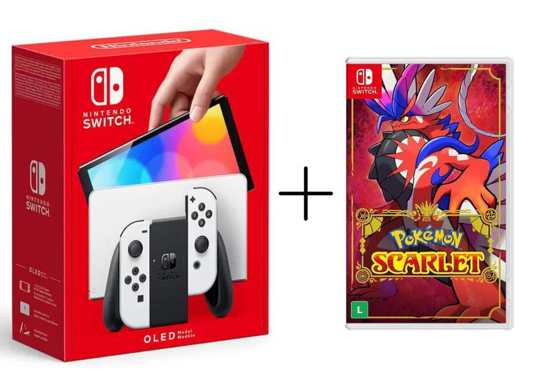 Imagem de Nintendo Switch OLED 7.0" 64Gb Joy-Con Branco + Jogo Pokémon Scarlet