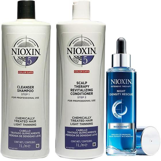 Imagem de Nioxin Hair System 5 Sh + Cond 1000Ml + Night Density Rescue