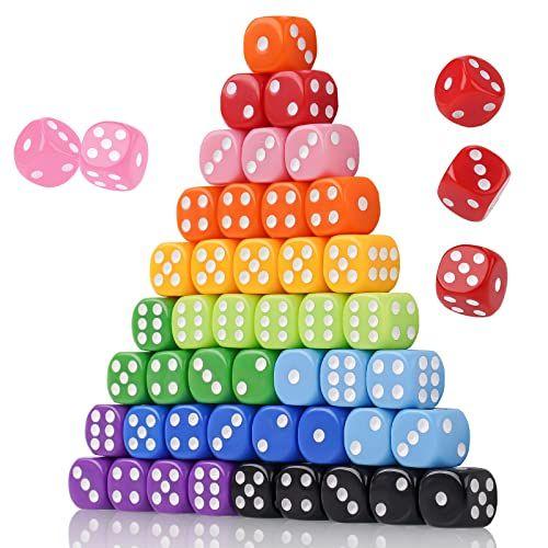 Imagem de NiToy 50-Pack Pearl Colors 16MM Round Corner Game Dice Set, 6-Sided Solid Multicolor Acrilic Dices for Board Games (Sólido)
