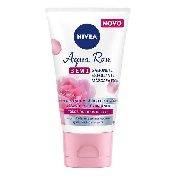 Imagem de NIVEA Aqua Rose 3 em 1  - Sabonete, Esfoliante e Máscara Facial