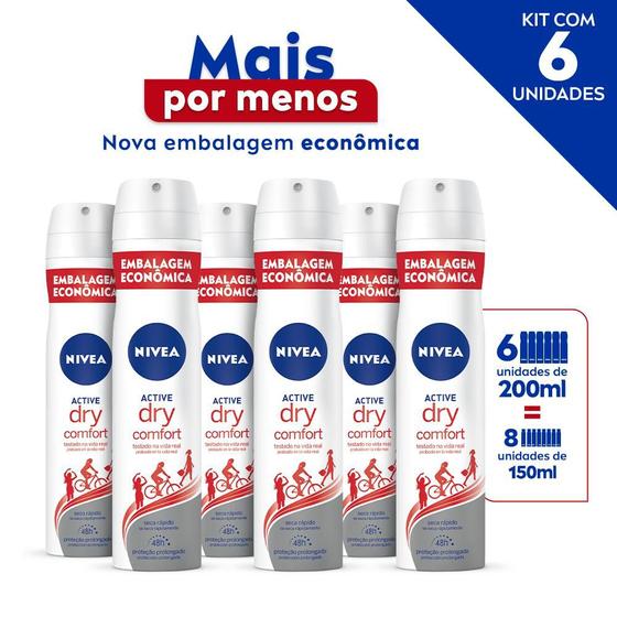 Imagem de Nivea Desodorante Antitranspirante Aerosol Dry Comfort Promo 200Ml - 6 Unidades