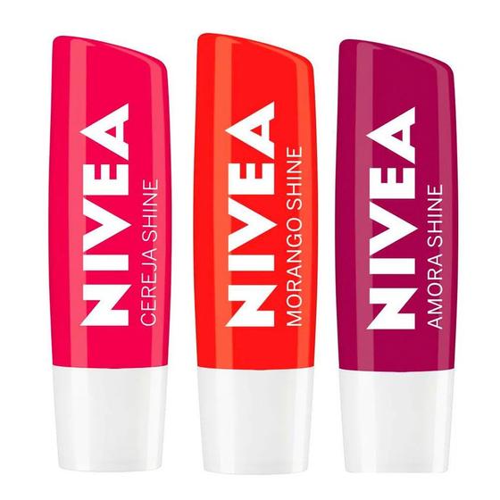 Imagem de NIVEA Hidratante Labial Shine Kit com 3 unidades