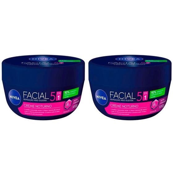 Imagem de NIVEA Kit com 2 Unidades  Creme Hidratante Facial Noturno 100g