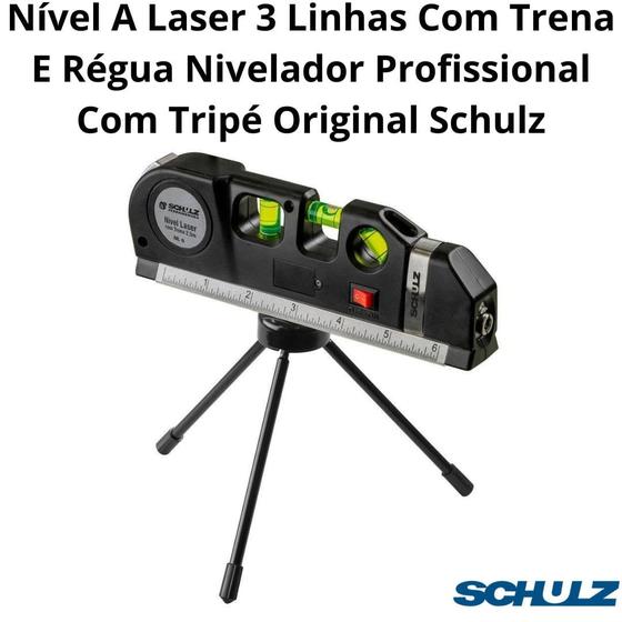 Imagem de Nível A Laser 3 Linhas Com Trena E Régua Nivelador Profissional Com Tripé Original Schulz