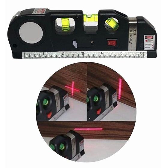 Imagem de Nível A Laser 3 Linhas Cruz Com Trena Régua Nivelador Construção