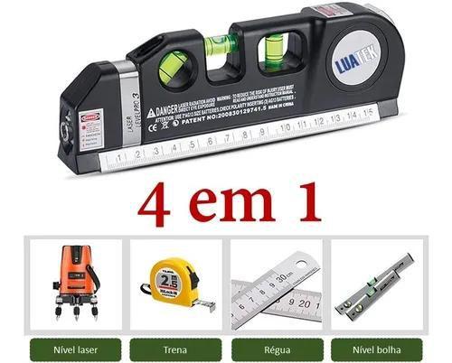 Imagem de Nível A Laser 3 Linhas E Trena Régua Nivelador Profissional