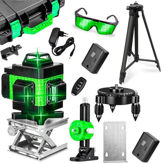 Imagem de Nível Á Laser 4d Verde 16 Linhas Com 360 Graus + Tripé