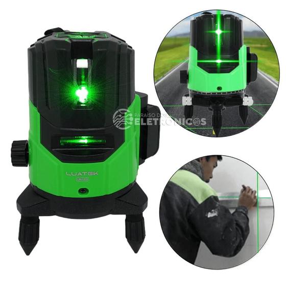 Imagem de Nível A Laser Auto Nivelador Luz Verde 5 Linha 6 Pontos 5m Giratório Com 2 Baterias LWJ315