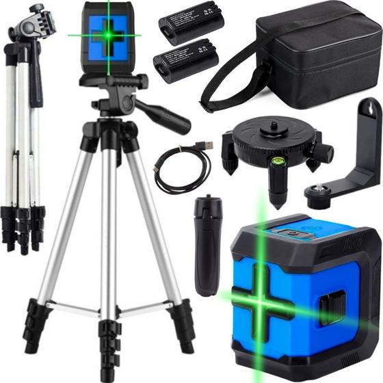 Imagem de Nivel A Laser Nivelador 2 Linhas Profissional 3d Prumo Vertical Horizontal Recarregável Bolsa Tripé