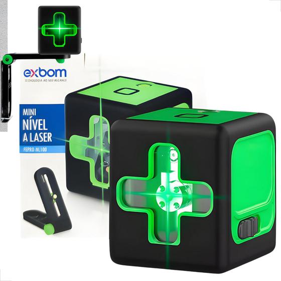 Imagem de Nível A Laser Verde 2 Linhas Profissional Com Suporte de Imã Cruz Exbom/FEPRONL100